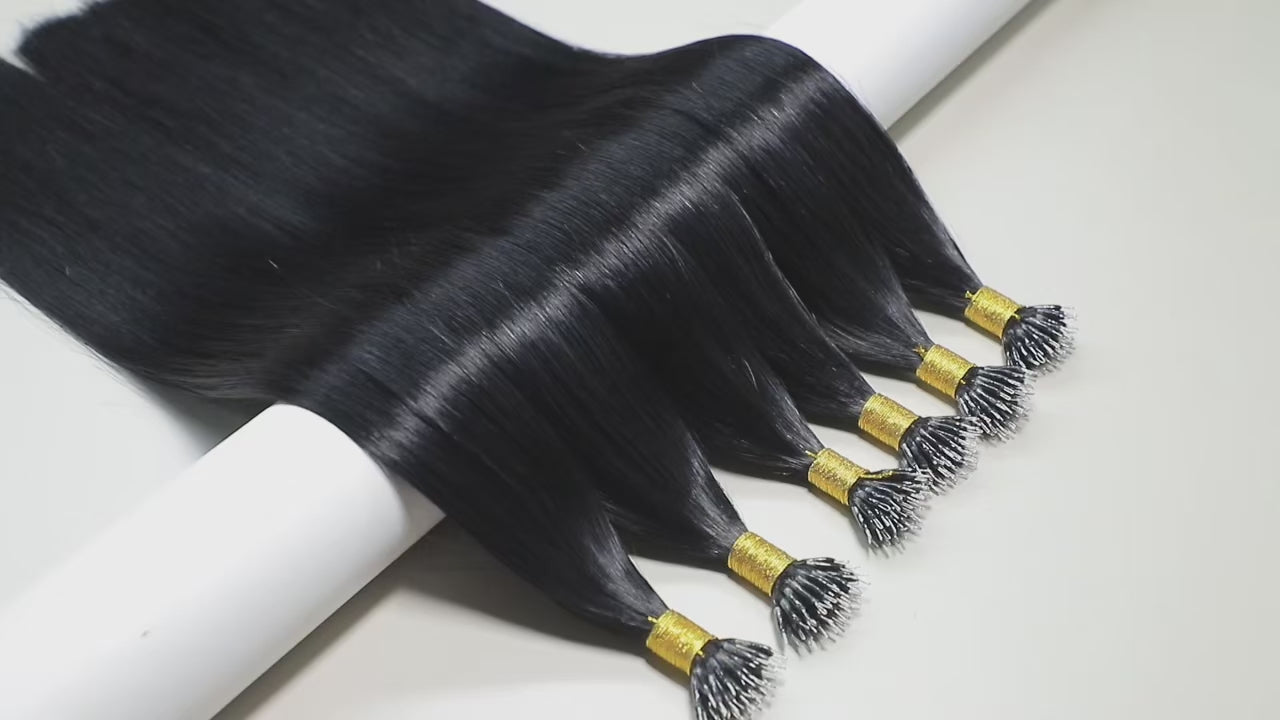 Nano Bead Hair Extensions #1A Darkest Brown
